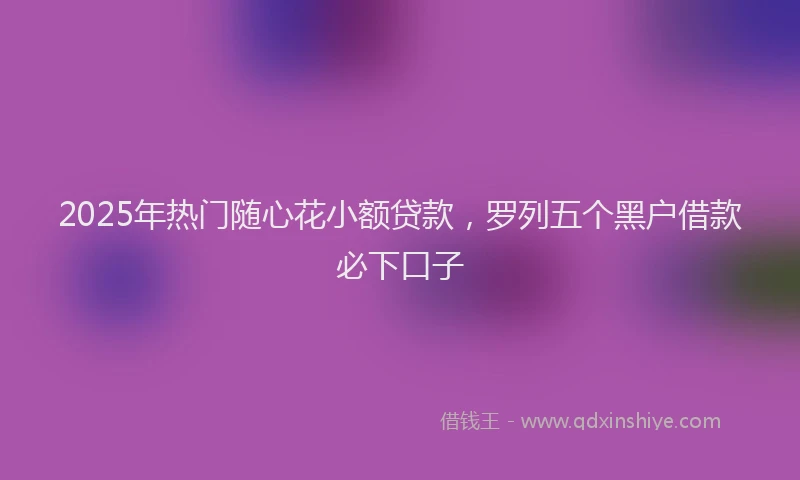 2025年热门随心花小额贷款，罗列五个黑户借款必下口子