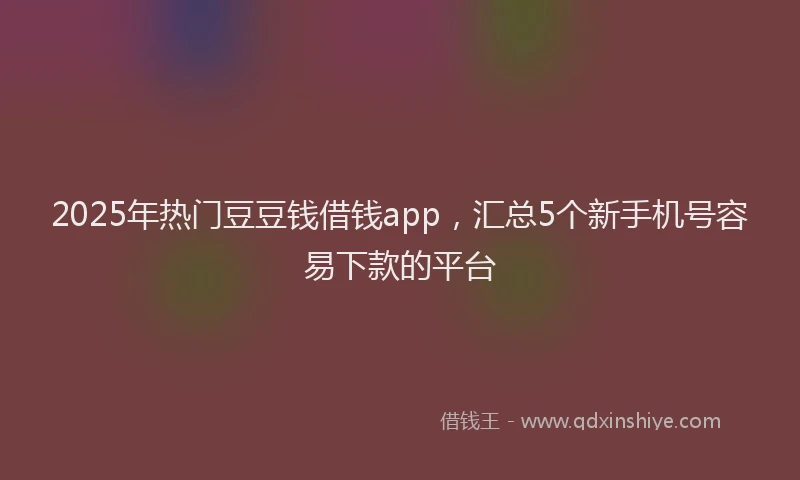 2025年热门豆豆钱借钱app，汇总5个新手机号容易下款的平台