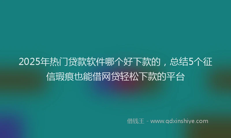 2025年热门贷款软件哪个好下款的，总结5个征信瑕疵也能借网贷轻松下款的平台
