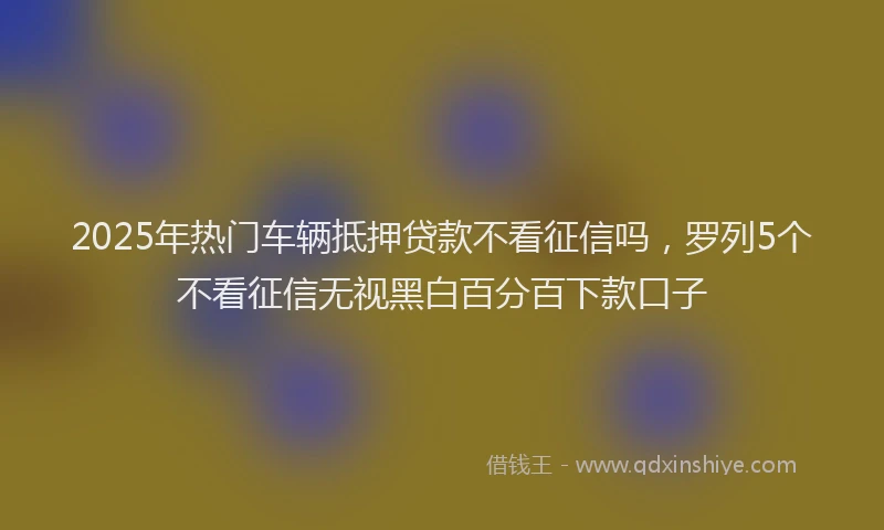 2025年热门车辆抵押贷款不看征信吗,罗列5个不看征信无视黑白百分百下款口子