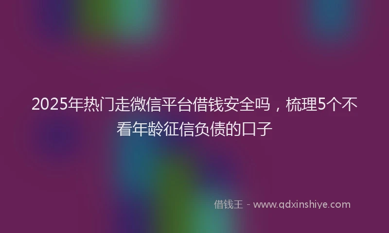 2025年热门走微信平台借钱安全吗，梳理5个不看年龄征信负债的口子