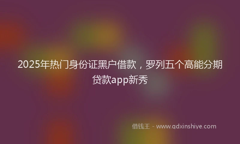 2025年热门身份证黑户借款,罗列五个高能分期贷款app新秀