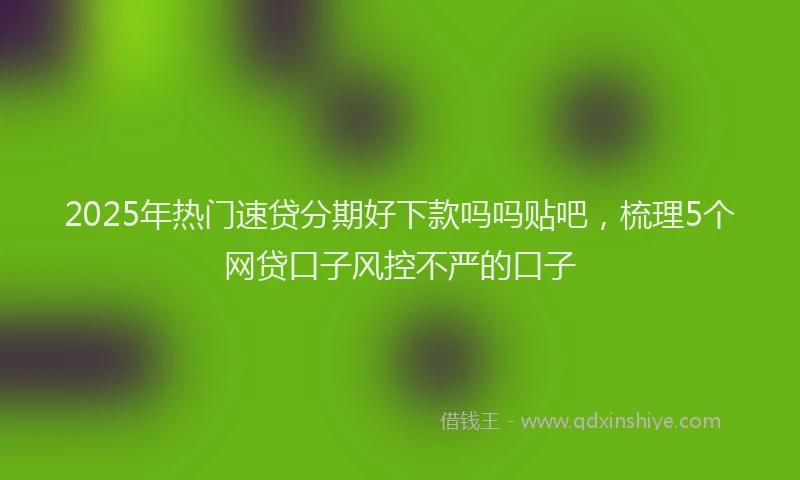 2025年热门速贷分期好下款吗吗贴吧，梳理5个网贷口子风控不严的口子