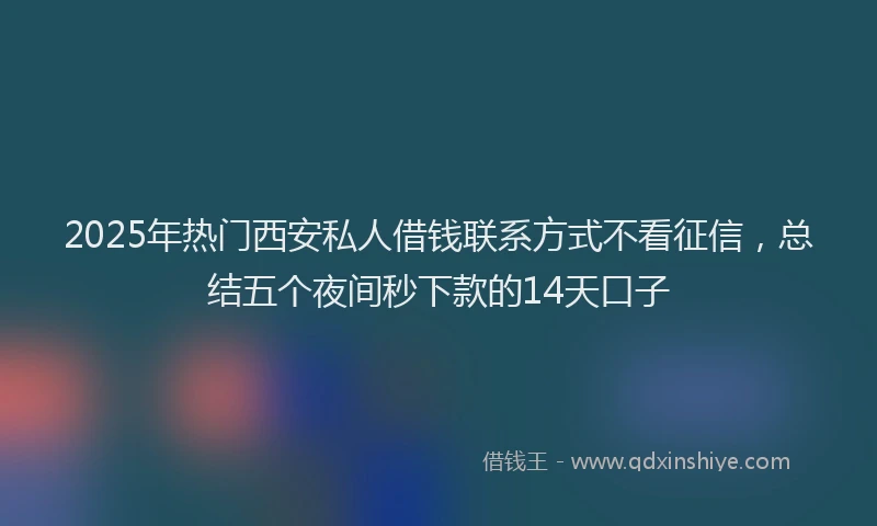 2025年热门西安私人借钱联系方式不看征信，总结五个夜间秒下款的14天口子