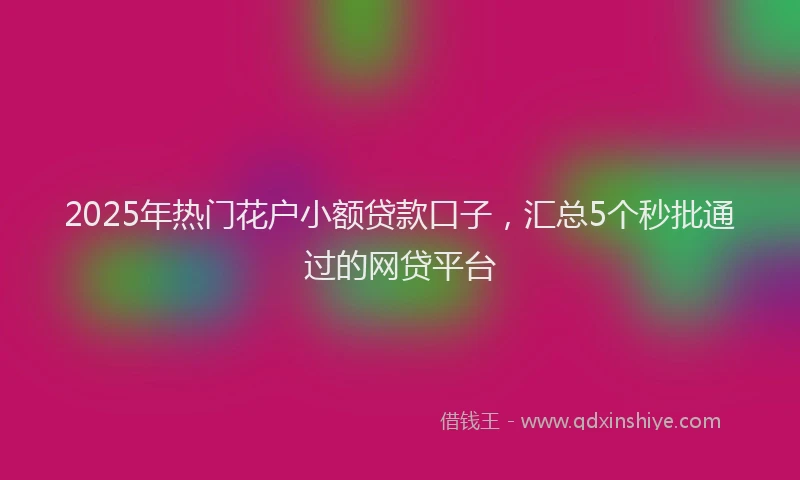2025年热门花户小额贷款口子，汇总5个秒批通过的网贷平台
