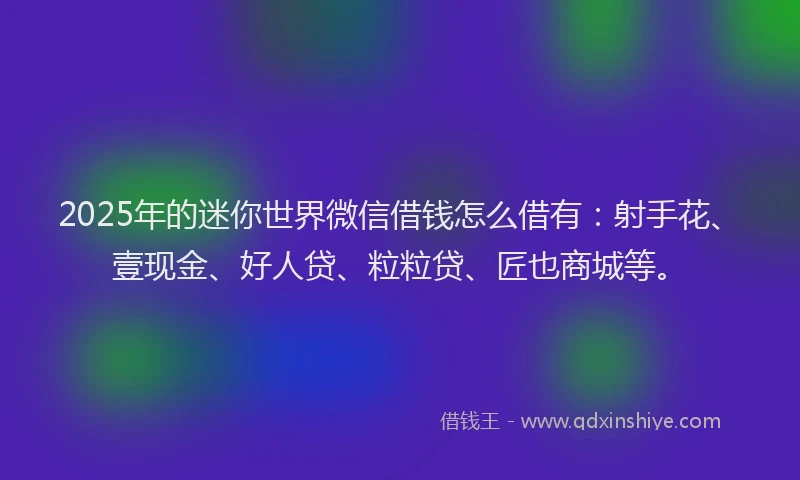 2025年的迷你世界微信借钱怎么借有：射手花、壹现金、好人贷、粒粒贷、匠也商城等。