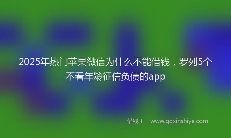 2025年热门苹果微信为什么不能借钱，罗列5个不看年龄征信负债的app