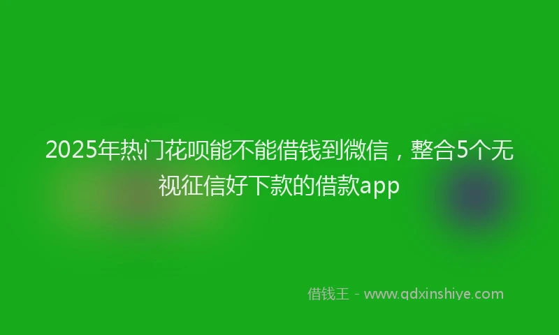 2025年热门花呗能不能借钱到微信，整合5个无视征信好下款的借款app
