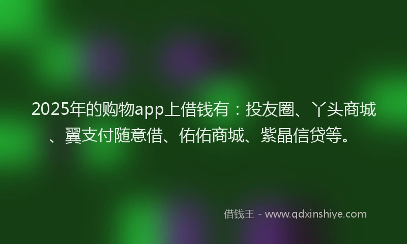 2025年的购物app上借钱有：投友圈、丫头商城、翼支付随意借、佑佑商城、紫晶信贷等。