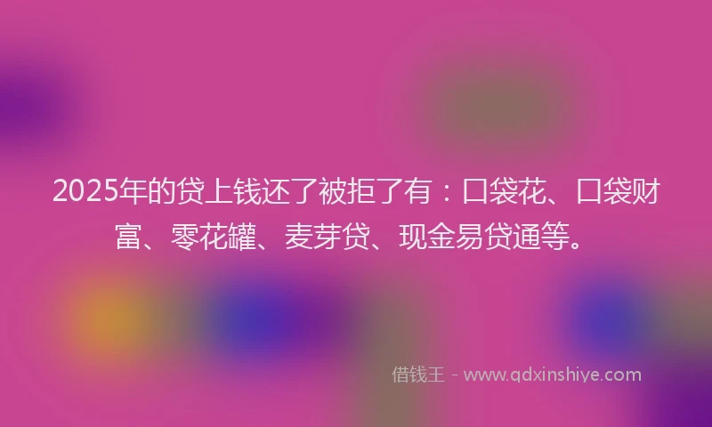 2025年的贷上钱还了被拒了有:口袋花、口袋财富、零花罐、麦芽贷、现金易贷通等。