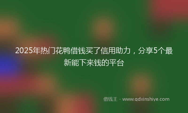 2025年热门花鸭借钱买了信用助力，分享5个最新能下来钱的平台