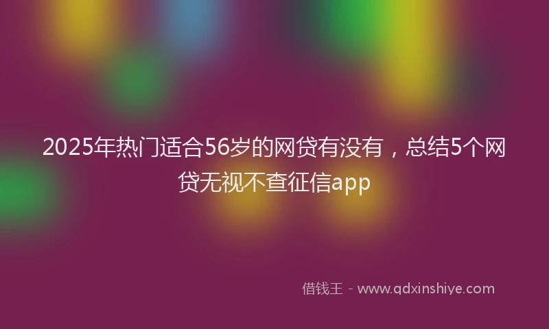 2025年热门适合56岁的网贷有没有,总结5个网贷无视不查征信app