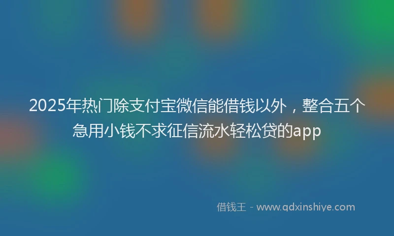 2025年热门除支付宝微信能借钱以外，整合五个急用小钱不求征信流水轻松贷的app