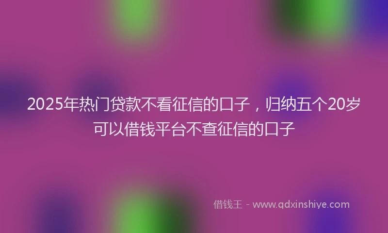 2025年热门贷款不看征信的口子,归纳五个20岁可以借钱平台不查征信的口子