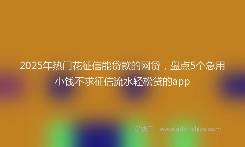 2025年热门花征信能贷款的网贷，盘点5个急用小钱不求征信流水轻松贷的app