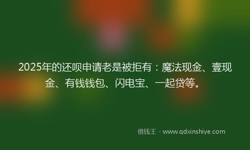 2025年的还呗申请老是被拒有：魔法现金、壹现金、有钱钱包、闪电宝、一起贷等。