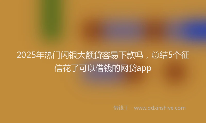 2025年热门闪银大额贷容易下款吗，总结5个征信花了可以借钱的网贷app