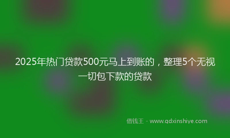 2025年热门贷款500元马上到账的，整理5个无视一切包下款的贷款