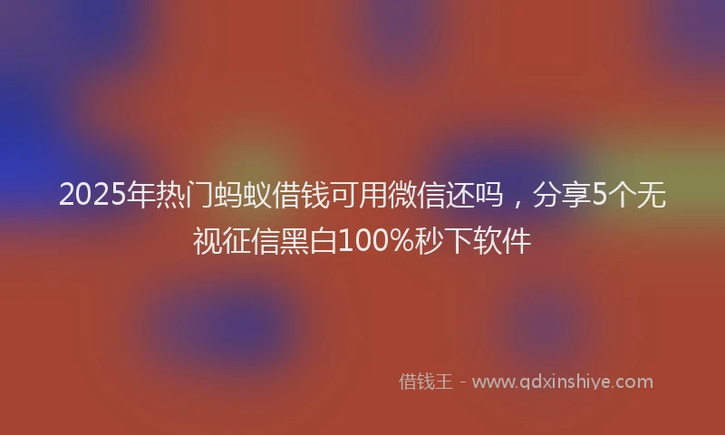 2025年热门蚂蚁借钱可用微信还吗，分享5个无视征信黑白100%秒下软件