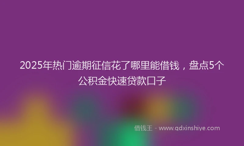 2025年热门逾期征信花了哪里能借钱,盘点5个公积金快速贷款口子