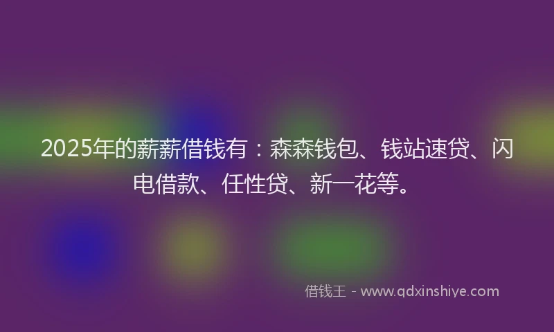 2025年的薪薪借钱有：森森钱包、钱站速贷、闪电借款、任性贷、新一花等。