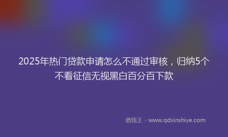 2025年热门贷款申请怎么不通过审核,归纳5个不看征信无视黑白百分百下款