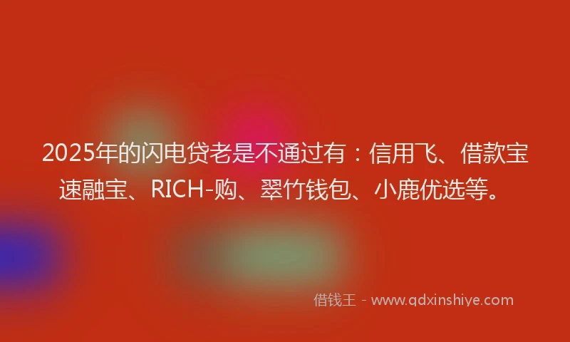 2025年的闪电贷老是不通过有：信用飞、借款宝速融宝、RICH-购、翠竹钱包、小鹿优选等。
