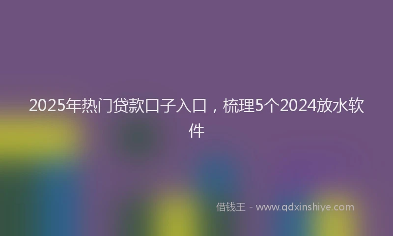 2025年热门贷款口子入口,梳理5个2024放水软件