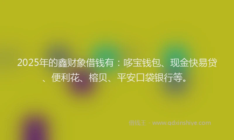 2025年的鑫财象借钱有:哆宝钱包、现金快易贷、便利花、榕贝、平安口袋银行等。