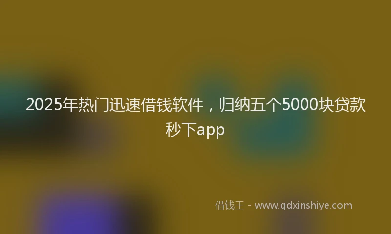 2025年热门迅速借钱软件,归纳五个5000块贷款秒下app