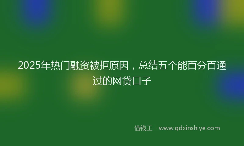 2025年热门融资被拒原因，总结五个能百分百通过的网贷口子