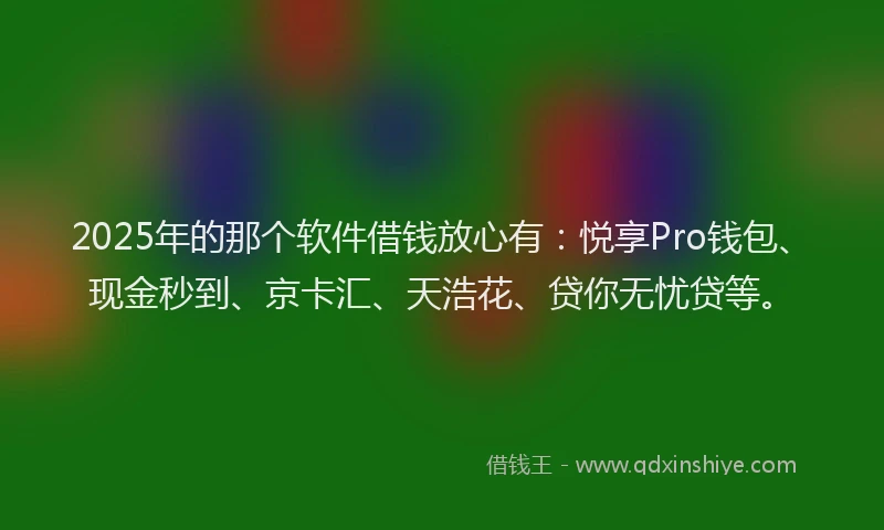 2025年的那个软件借钱放心有：悦享Pro钱包、现金秒到、京卡汇、天浩花、贷你无忧贷等。
