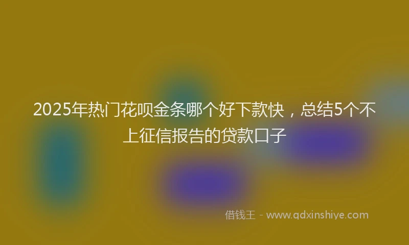 2025年热门花呗金条哪个好下款快，总结5个不上征信报告的贷款口子