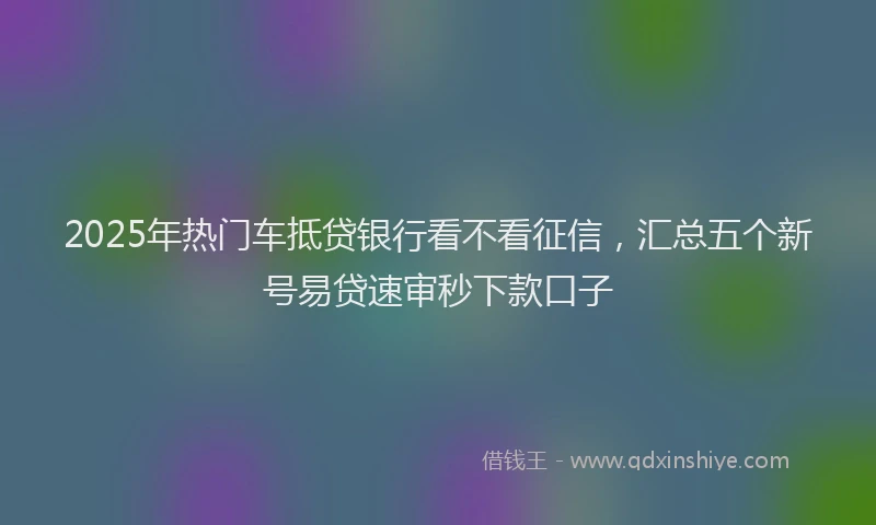 2025年热门车抵贷银行看不看征信,汇总五个新号易贷速审秒下款口子