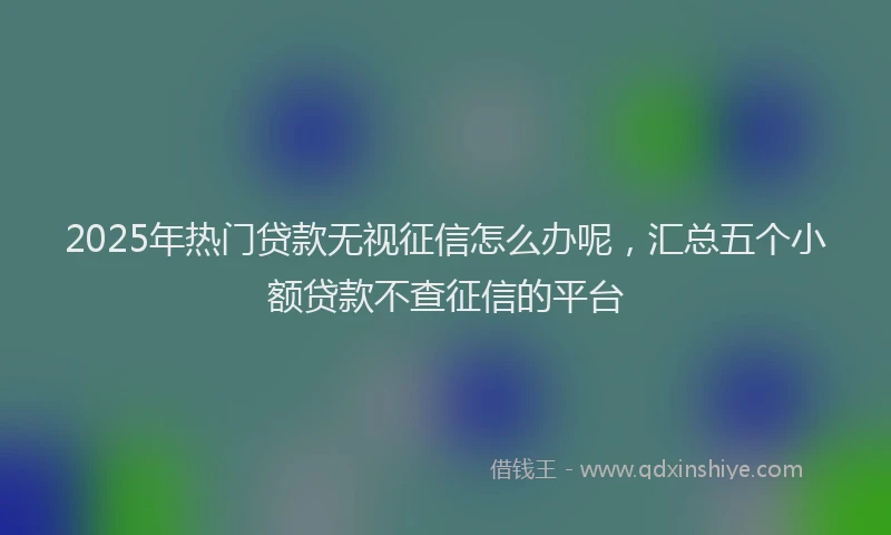 2025年热门贷款无视征信怎么办呢,汇总五个小额贷款不查征信的平台