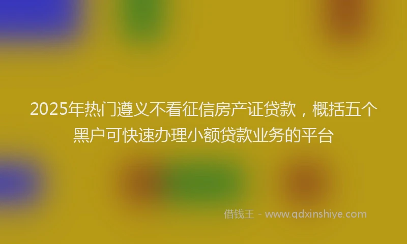 2025年热门遵义不看征信房产证贷款,概括五个黑户可快速办理小额贷款业务的平台