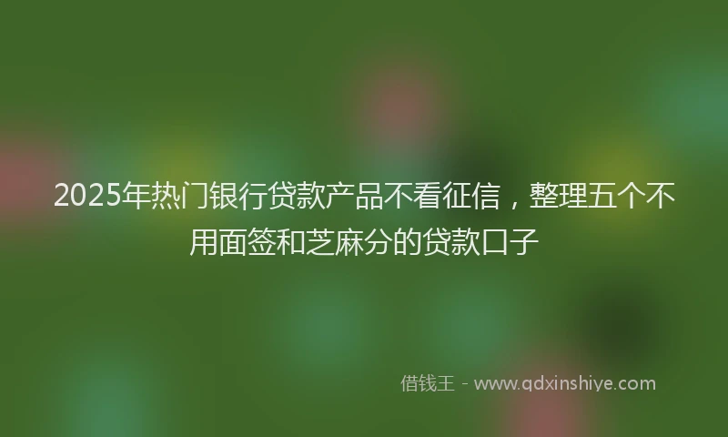 2025年热门银行贷款产品不看征信，整理五个不用面签和芝麻分的贷款口子