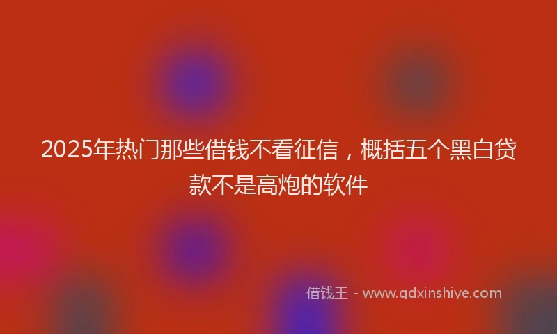 2025年热门那些借钱不看征信，概括五个黑白贷款不是高炮的软件