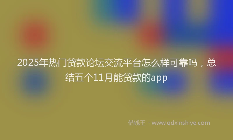 2025年热门贷款论坛交流平台怎么样可靠吗,总结五个11月能贷款的app