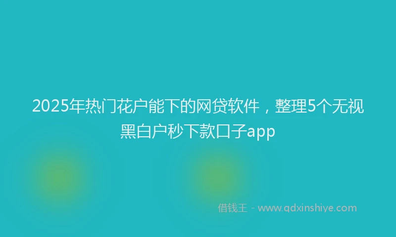 2025年热门花户能下的网贷软件，整理5个无视黑白户秒下款口子app