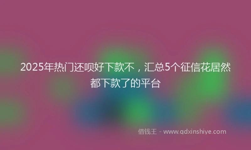 2025年热门还呗好下款不，汇总5个征信花居然都下款了的平台