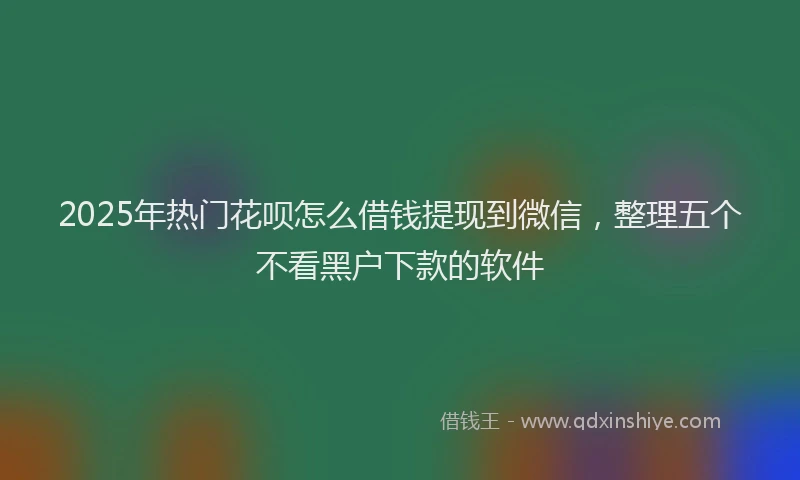 2025年热门花呗怎么借钱提现到微信，整理五个不看黑户下款的软件