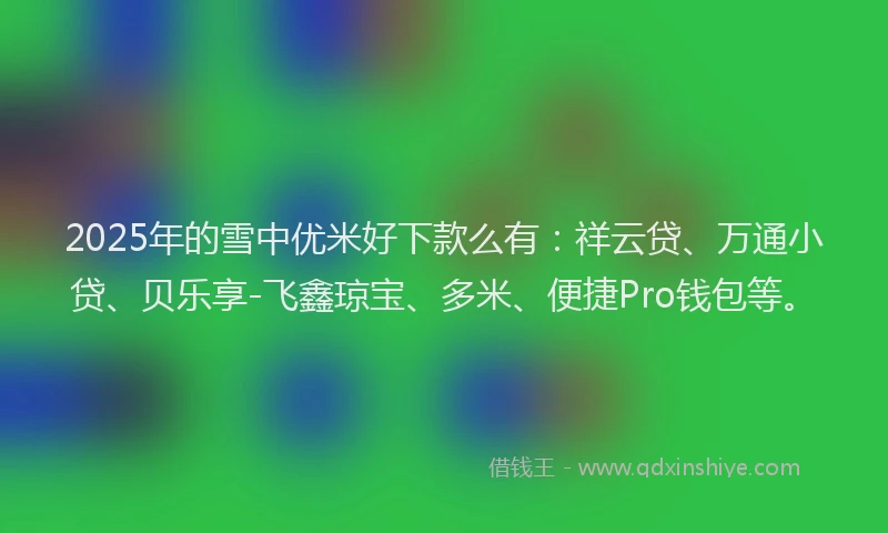 2025年的雪中优米好下款么有:祥云贷、万通小贷、贝乐享-飞鑫琼宝、多米、便捷Pro钱包等。