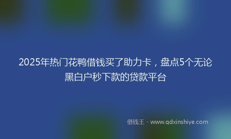 2025年热门花鸭借钱买了助力卡，盘点5个无论黑白户秒下款的贷款平台