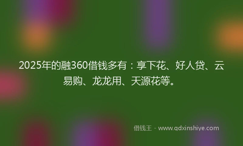 2025年的融360借钱多有：享下花、好人贷、云易购、龙龙用、天源花等。