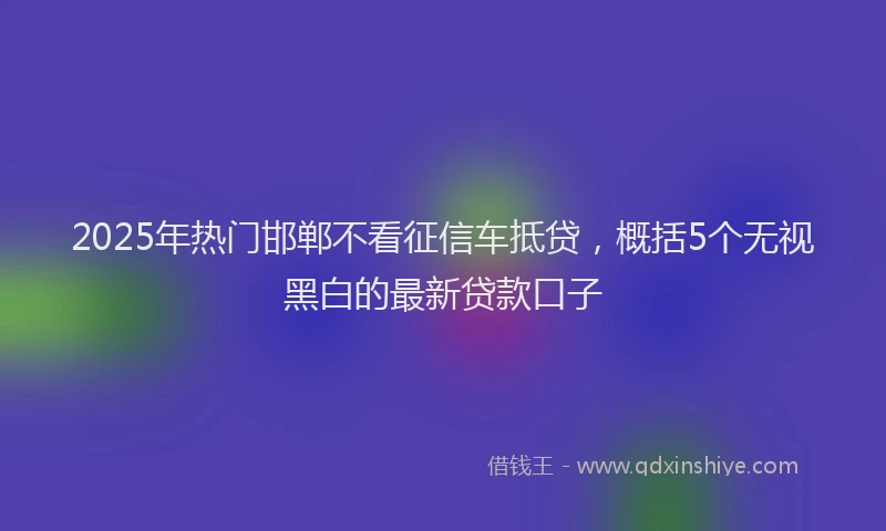 2025年热门邯郸不看征信车抵贷，概括5个无视黑白的最新贷款口子