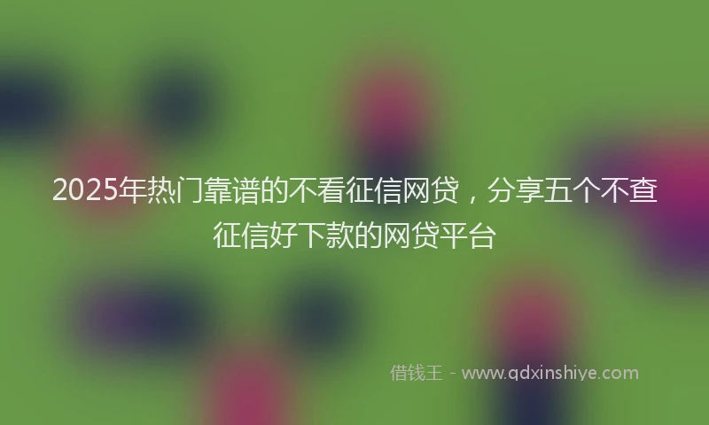 2025年热门靠谱的不看征信网贷，分享五个不查征信好下款的网贷平台