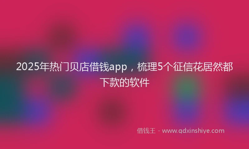 2025年热门贝店借钱app,梳理5个征信花居然都下款的软件