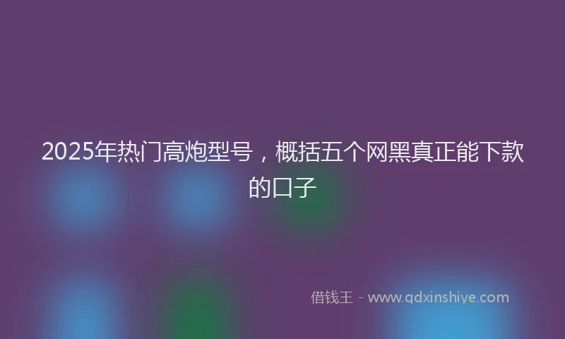 2025年热门高炮型号，概括五个网黑真正能下款的口子