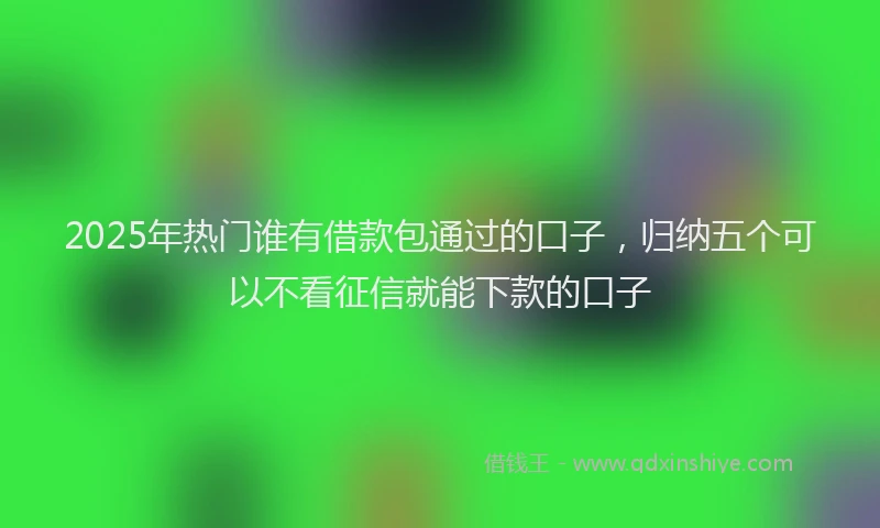 2025年热门谁有借款包通过的口子，归纳五个可以不看征信就能下款的口子